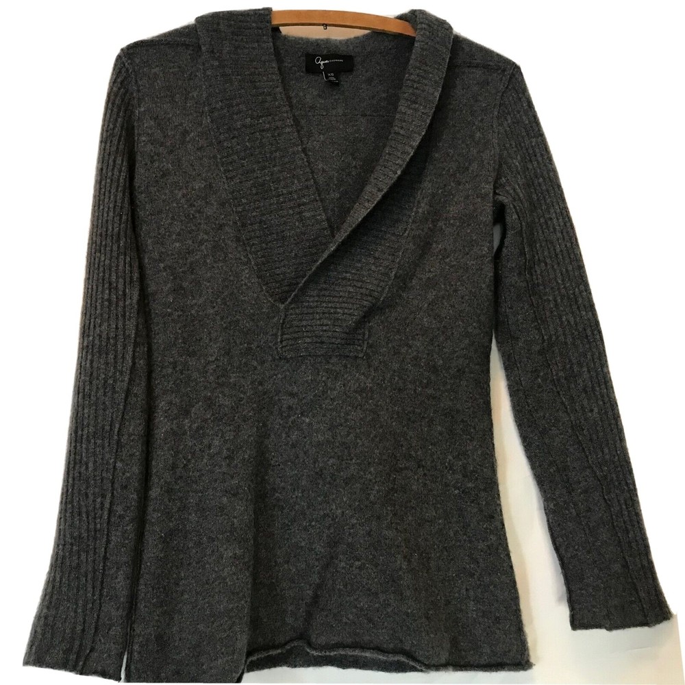 Aqua cashmere 100% cashmere shawl collar hooded mixed knit sweater heather XS